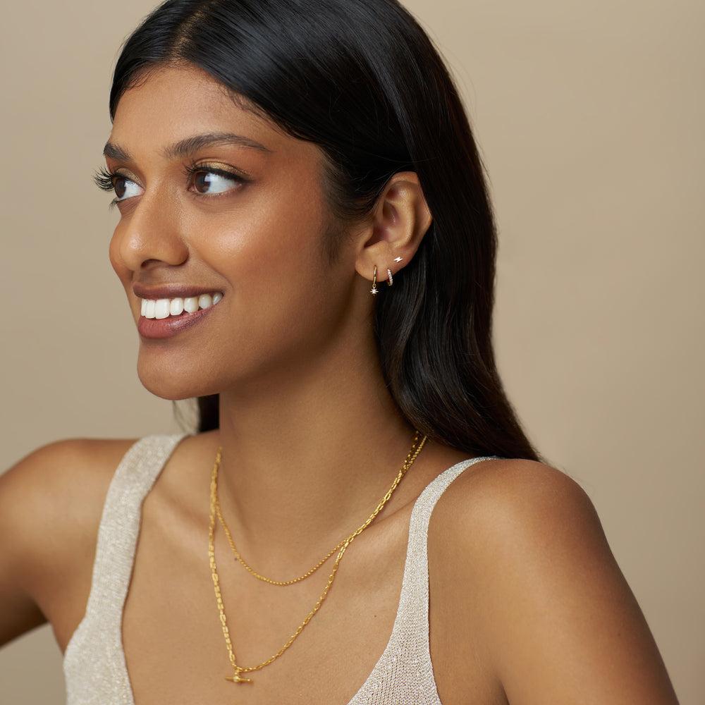 Orelia Pavé Lightning & Starburst Micro Hoop Ear Stacking Set