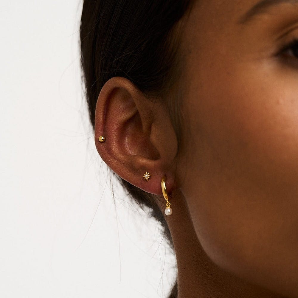 Orelia Pearl Drop Hoop & Starburst Pack Ear Stacking Set