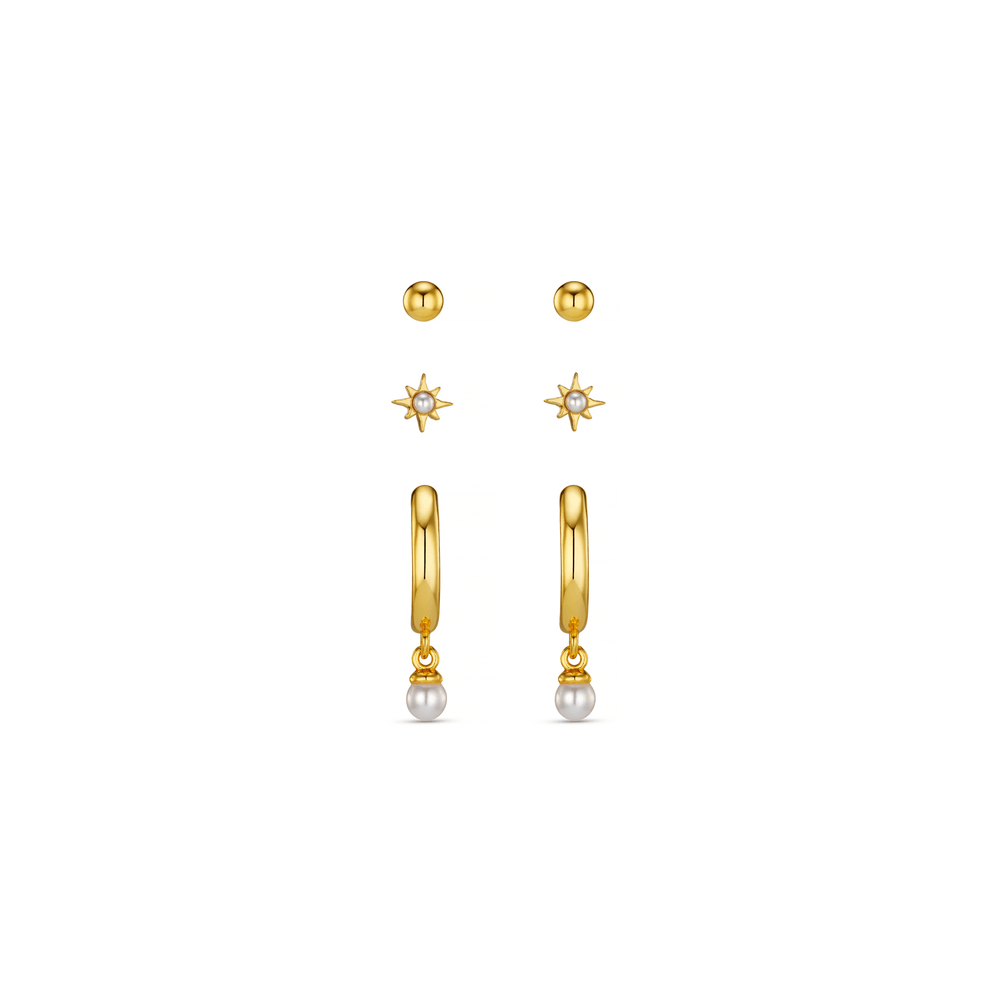 orelia Pearl Drop Hoop & Starburst Pack Ear Stacking Set