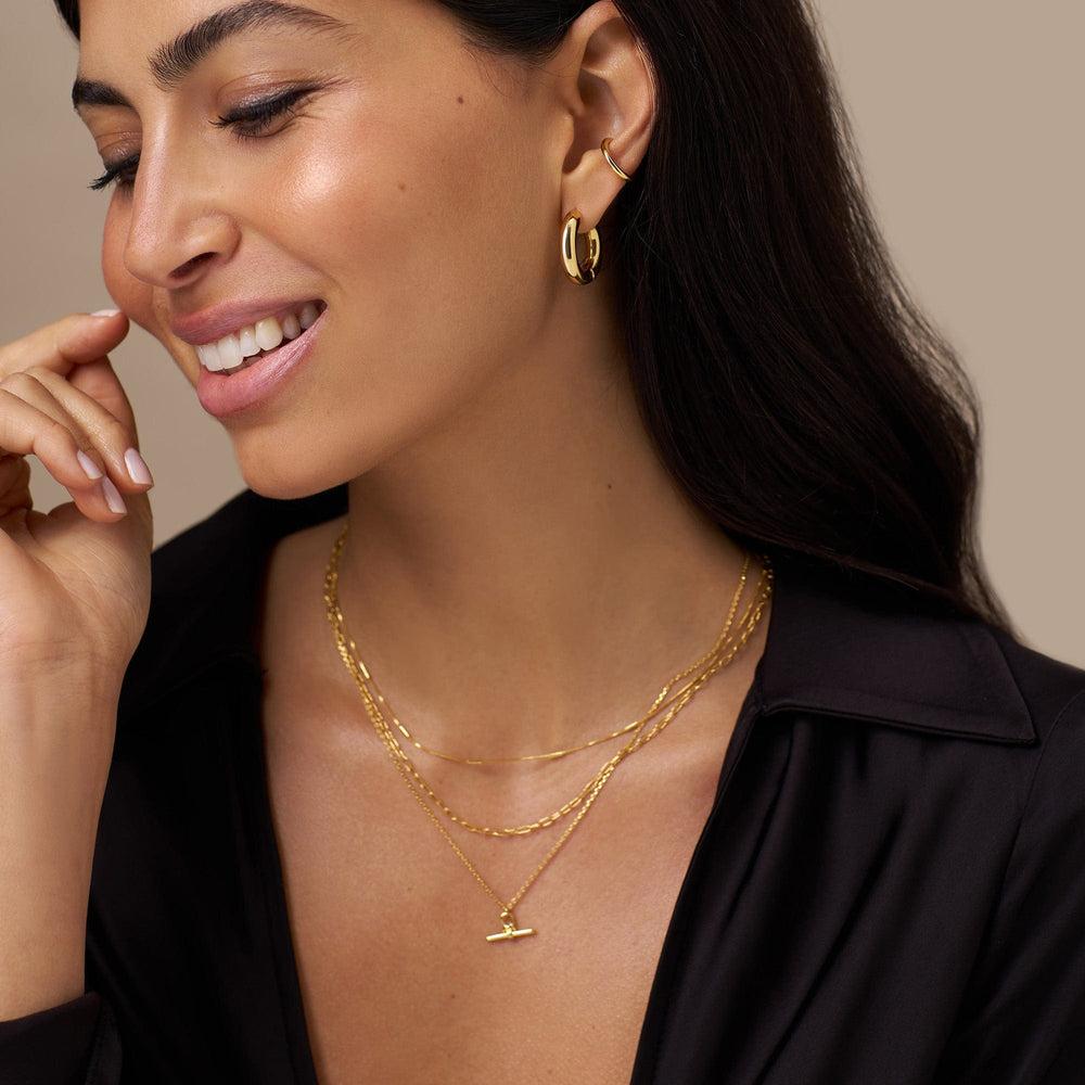 Orelia Polished Chubby Mid-Sized Hoop Earrings - Gold