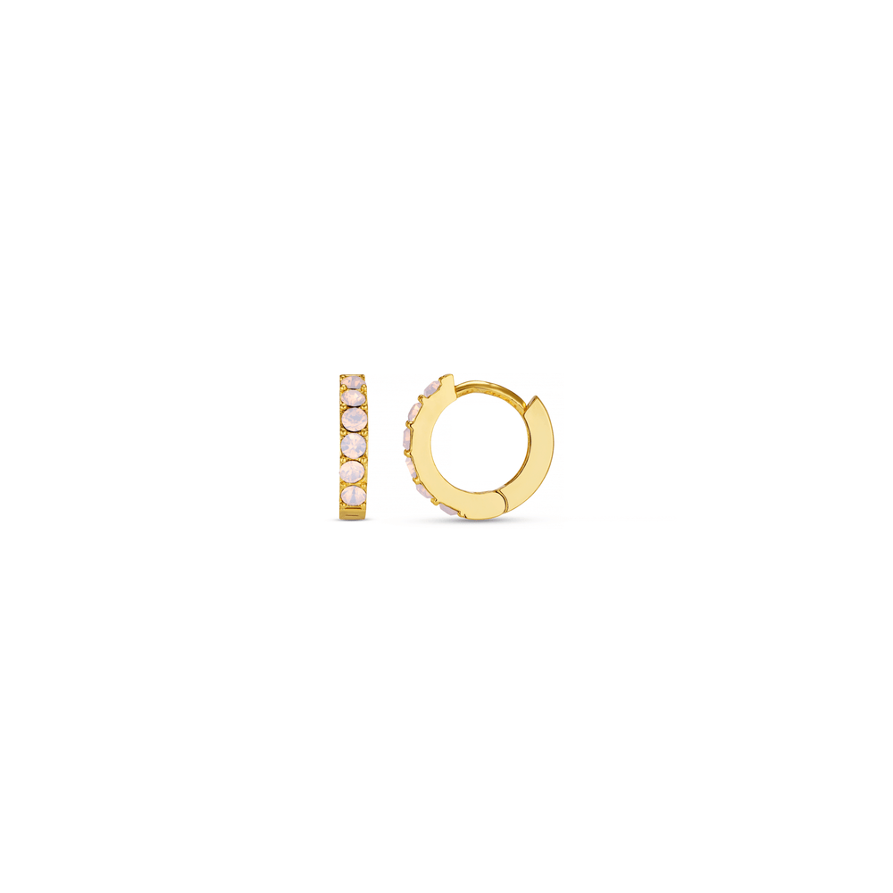 orelia Rose Water Opal Huggie Hoop Earrings Made With Swarovski® Crystals - Gold