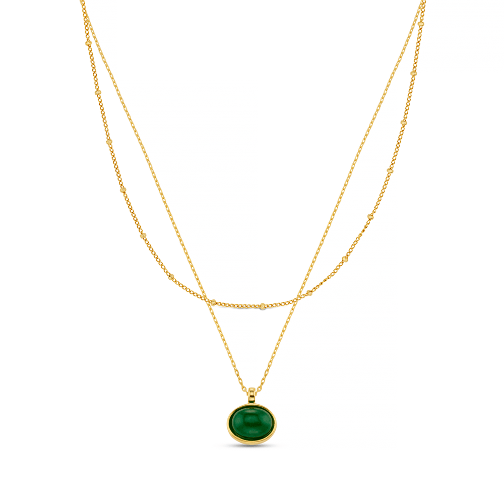 orelia Semi-Precious Green Jade & Satellite Chain Jewellery Set