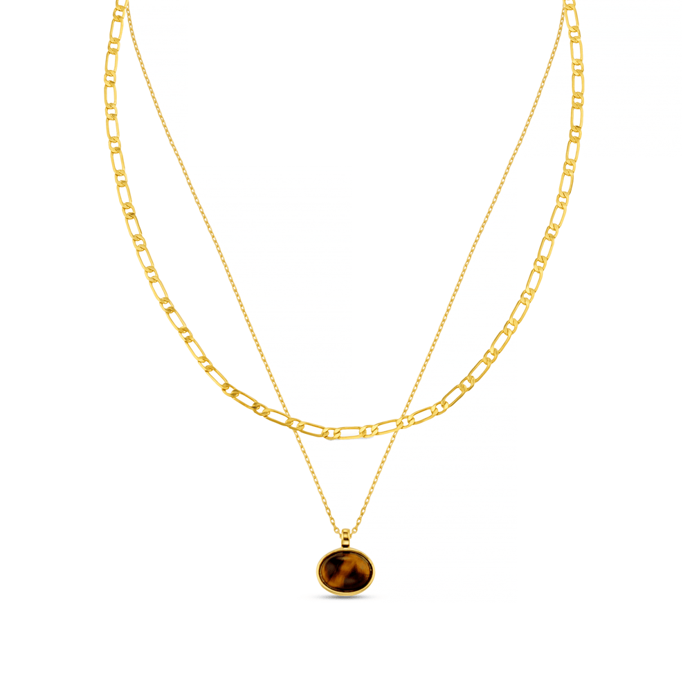 orelia Semi-Precious Tiger's Eye & Figaro Chain Jewellery Set