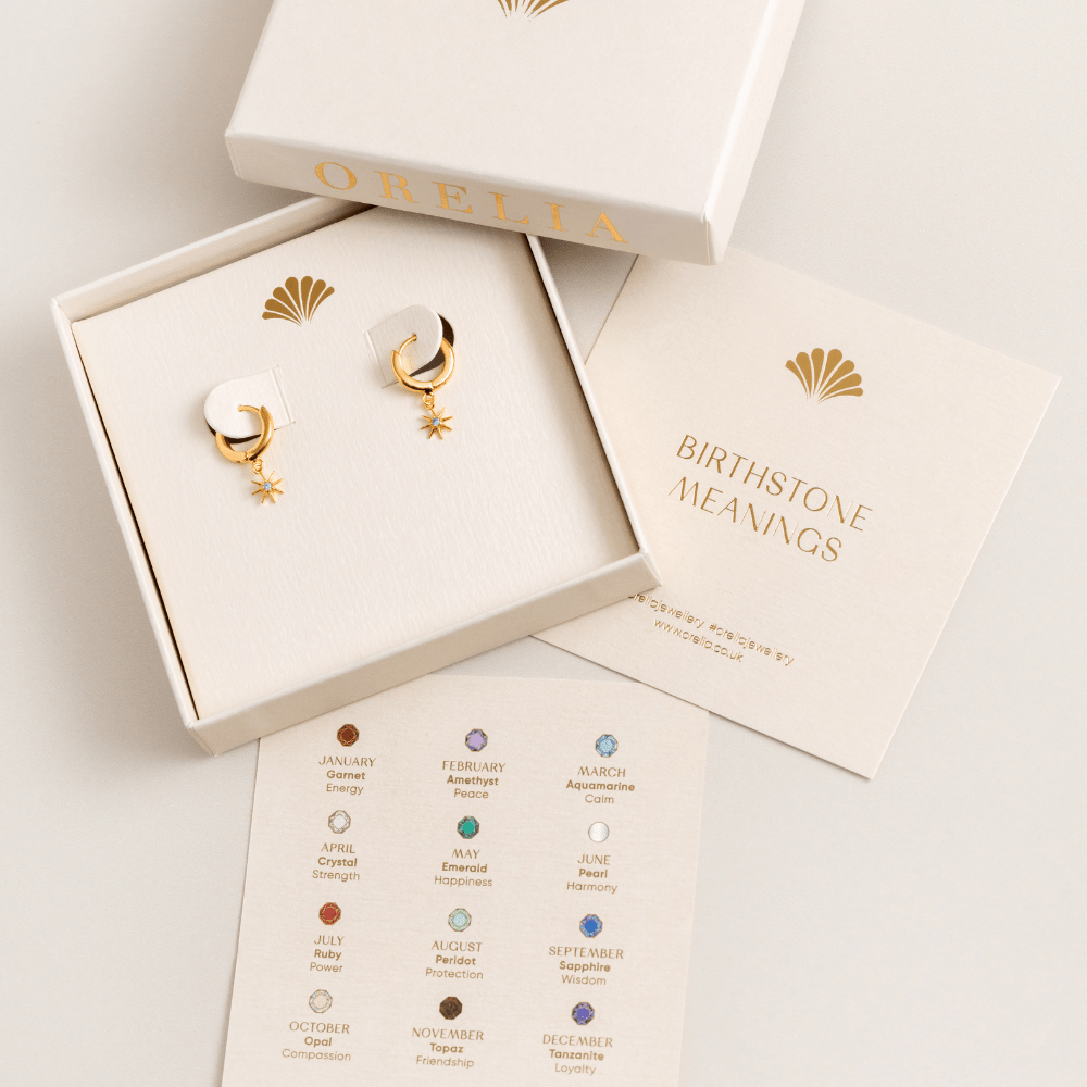 Orelia September Birthstone Sapphire Huggie Hoop Earrings