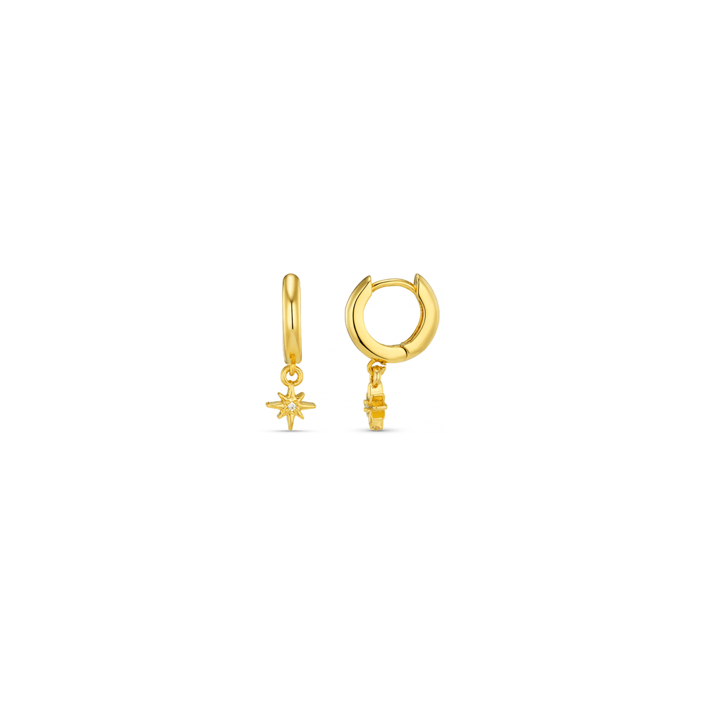 orelia Starburst Pavé Micro Huggie Hoop Earrings - Gold