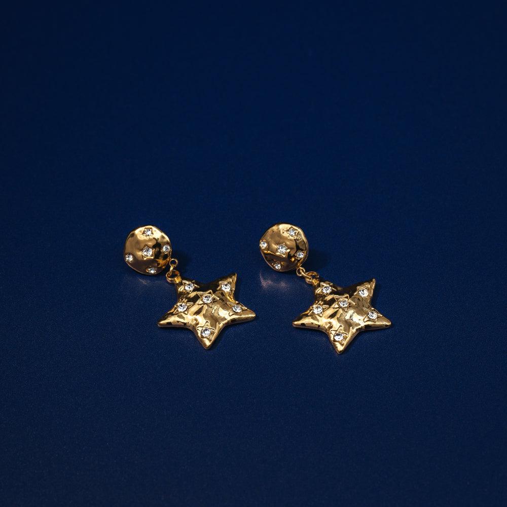 Orelia Statement Molten Star Embellished Drop Earrings