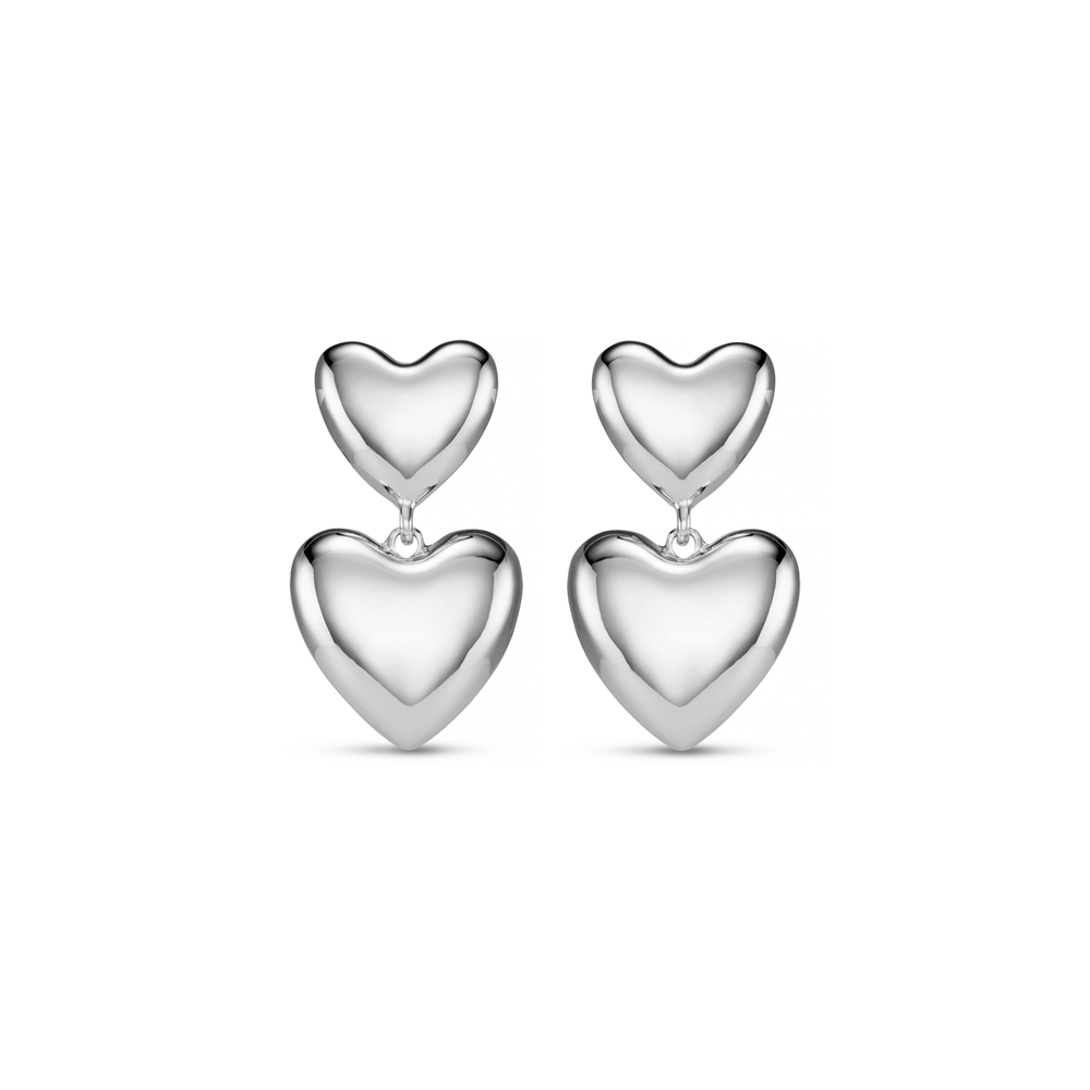 orelia Statement Voluminous Heart Drop Earrings - Silver