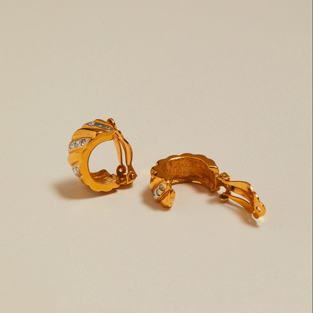 Orelia Vintage Crystal Chunky Hoop Clip-On Earrings