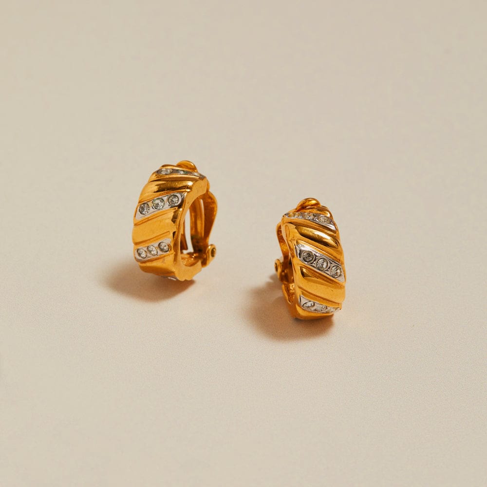 orelia Vintage Crystal Chunky Hoop Clip-On Earrings