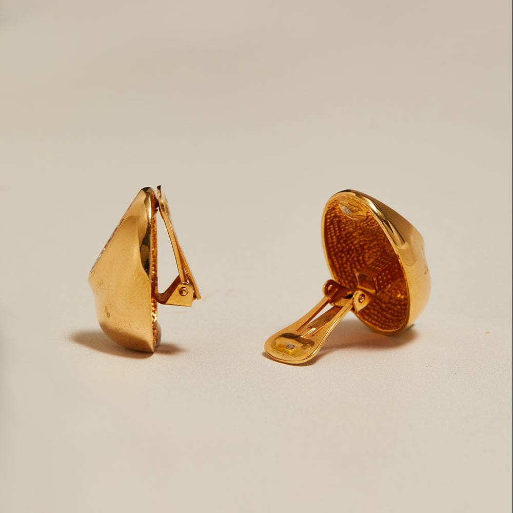 Orelia Vintage Crystal Paved Domed Clip-On Earrings