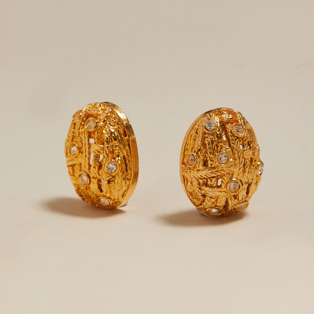 orelia Vintage Domed Scattered Crystal Clip-On Earrings