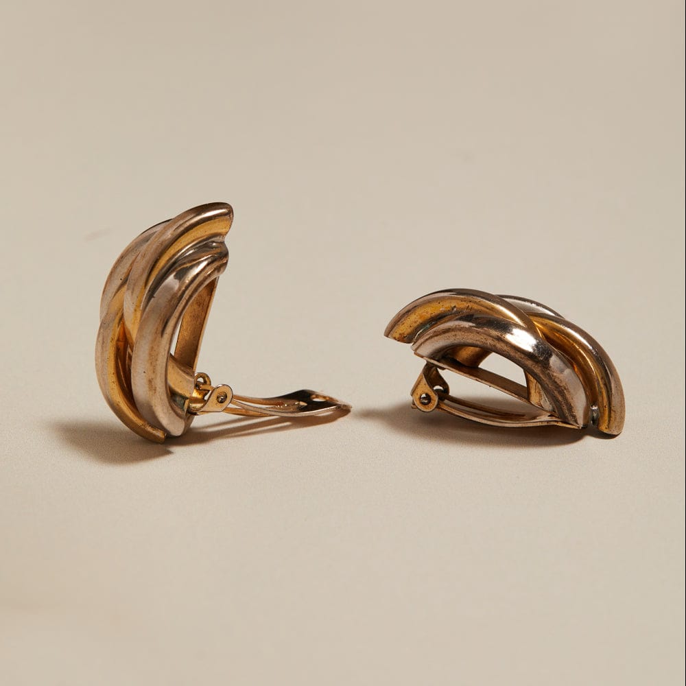 Orelia Vintage Mixed-Plate Interlocked Dome Clip-On Earrings