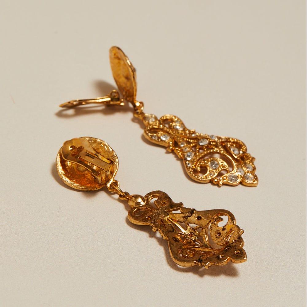 Orelia Vintage Statement Crystal Drop Clip-On Earrings