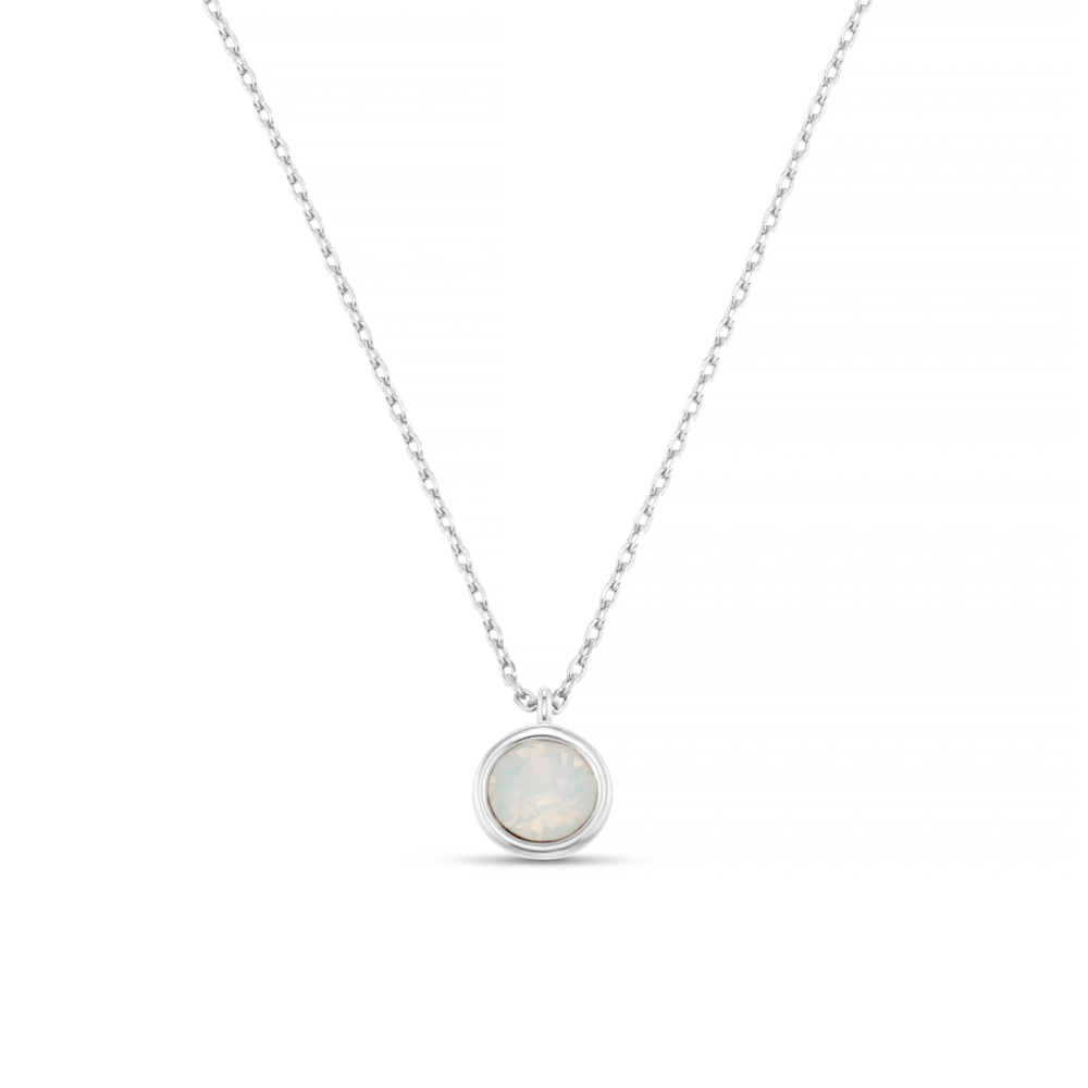 orelia White Opal Necklace Made With Swarovski® Crystals - Silver