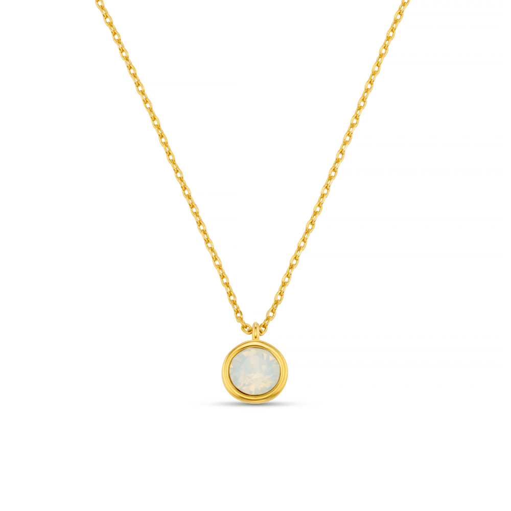orelia White Opal Necklace Made With Swarovski® Crystals - Gold