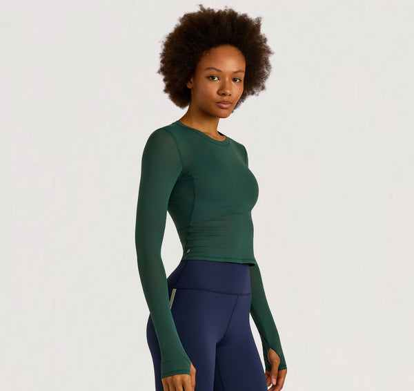 Organic Basics Active Mesh Long Sleeve Tee Deep Forest