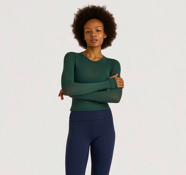 organic basics Active Mesh Long Sleeve Tee Deep Forest