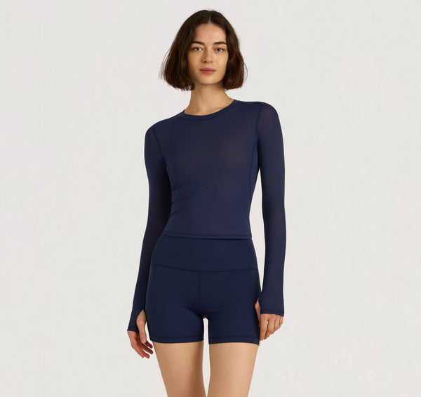 organic basics Active Mesh Long Sleeve Tee Night Sky