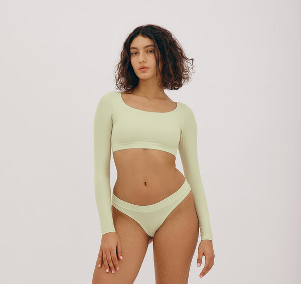 Organic Basics Algae Life Naked Rib High-Leg Briefs Algae Green