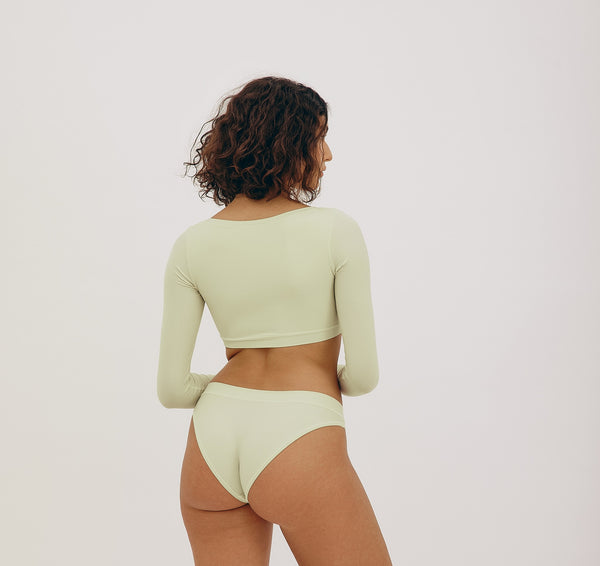 Organic Basics Algae Life Naked Rib High-Leg Briefs Algae Green