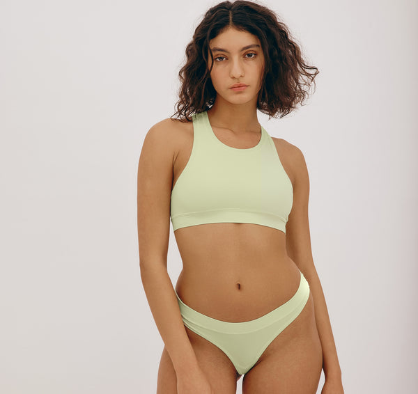 organic basics Algae Life Naked Rib High-Neck Bralette Algae Green