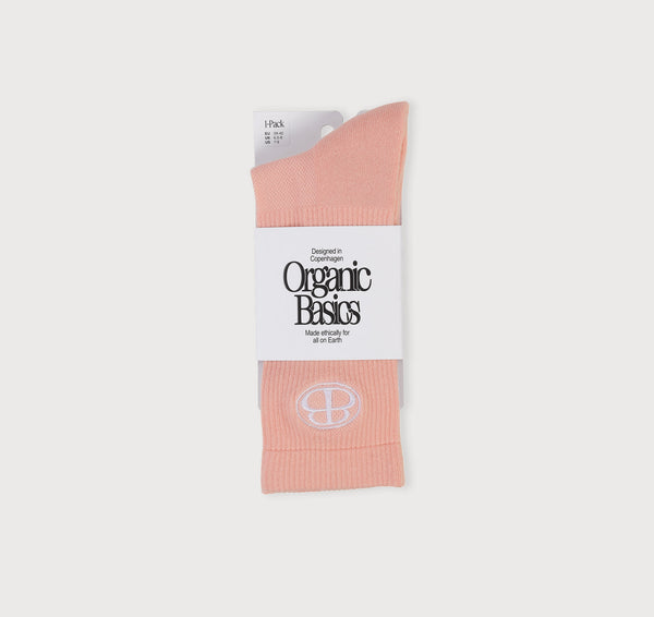 Organic Basics Core Butterfly Crew Rib Socks Marshmallow Pink