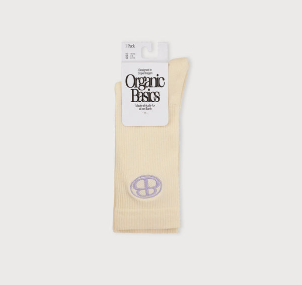 Organic Basics Core Butterfly Crew Rib Socks Off White