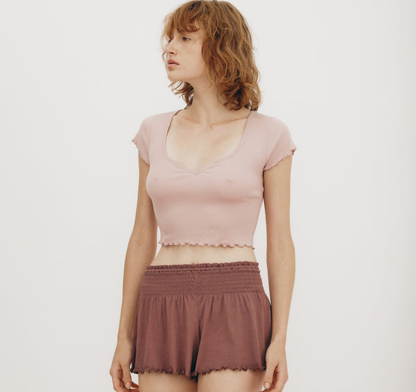 Organic Basics Core Extend Rib Dip Baby Tee Misty Rose