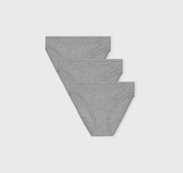 organic basics Core High-Leg Briefs 3-Pack Grey Melange