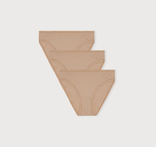 organic basics Core High-Leg Briefs 3-Pack Hazelnut