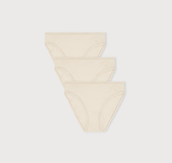 organic basics Core High-Leg Briefs 3-Pack Soft Vanilla