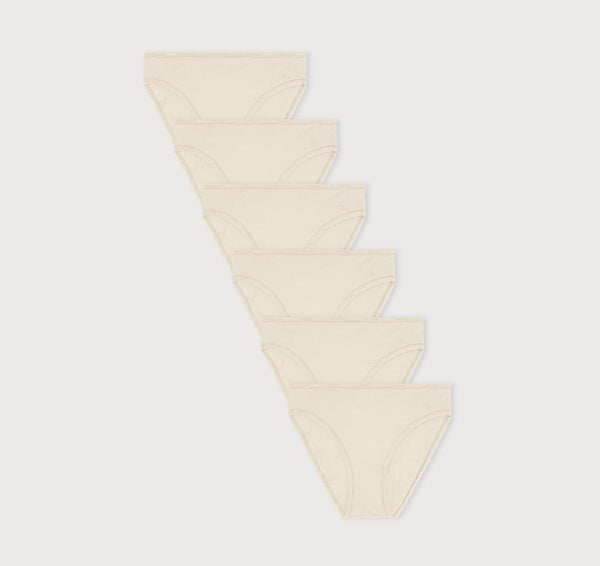 organic basics Core High-Leg Briefs 6-Pack Soft Vanilla