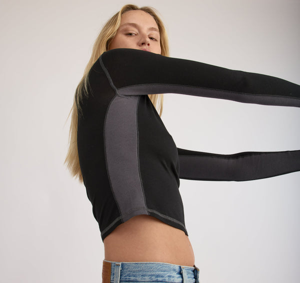 Organic Basics Core Icon Panel Long Sleeve Tee Black