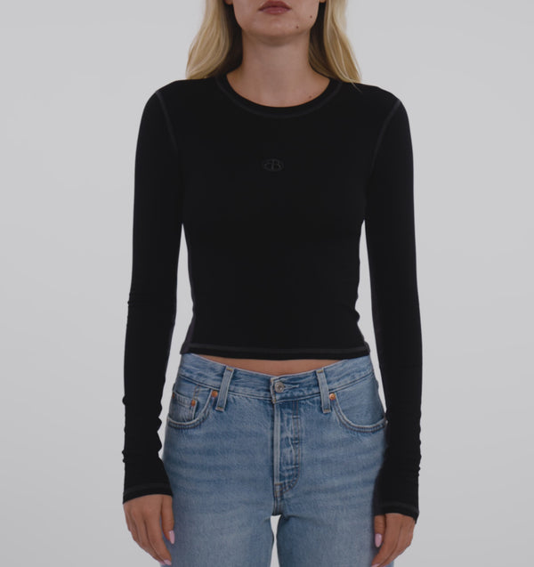 Organic Basics Core Icon Panel Long Sleeve Tee Black