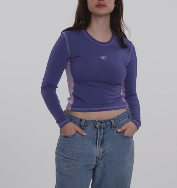 Organic Basics Core Icon Panel Long Sleeve Tee Eclipse