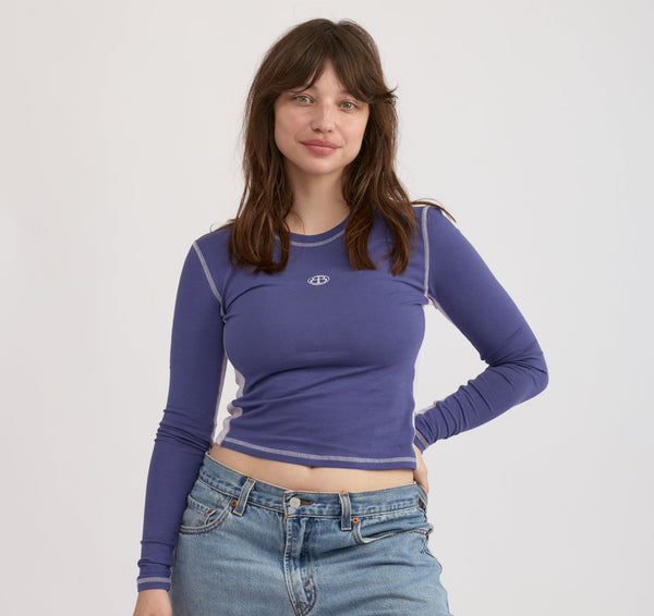 organic basics Core Icon Panel Long Sleeve Tee Eclipse