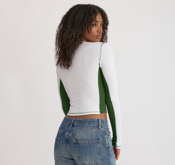 Organic Basics Core Icon Panel Long Sleeve Tee White