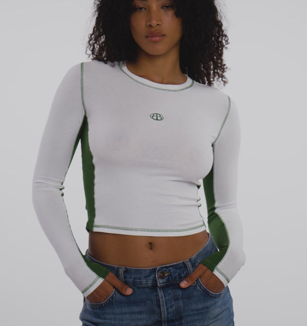 Organic Basics Core Icon Panel Long Sleeve Tee White