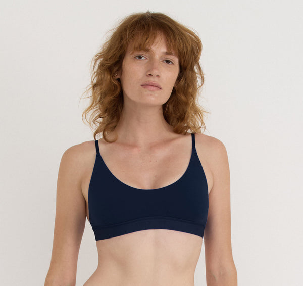 organic basics Core Open Back Scoop Bralette Deep Navy