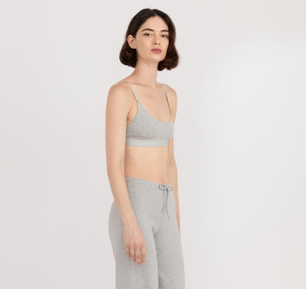 Organic Basics Core Open Back Scoop Bralette Grey Melange