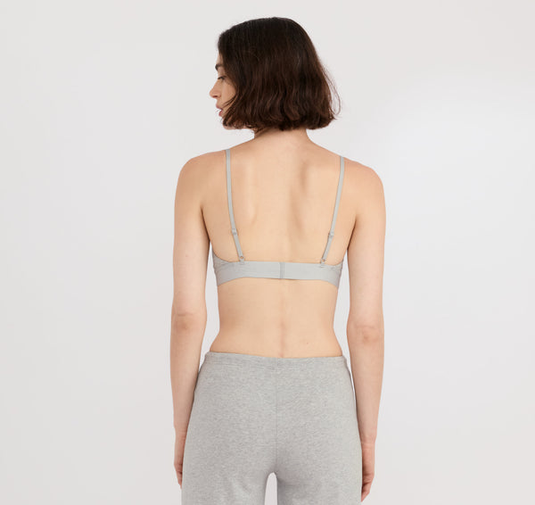 Organic Basics Core Open Back Scoop Bralette Grey Melange