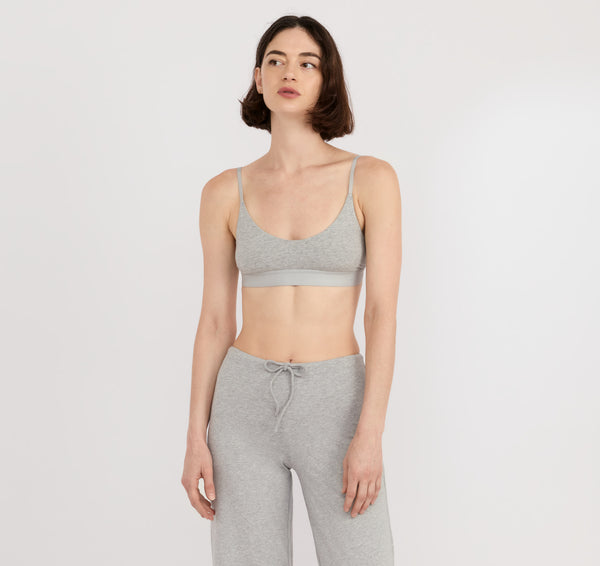 organic basics Core Open Back Scoop Bralette Grey Melange