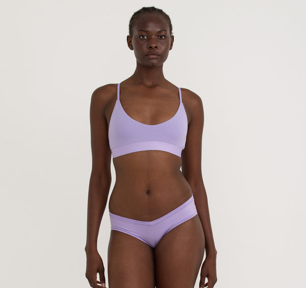 organic basics Core Open Back Scoop Bralette Lavender
