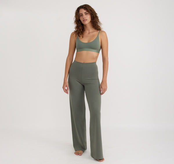 Organic Basics Core Open Back Scoop Bralette Seaweed