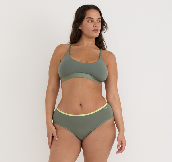 organic basics Core Open Back Scoop Bralette Seaweed