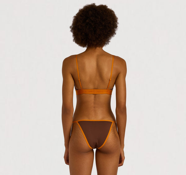 Organic Basics Core Play Open Back Scoop Bralette Walnut