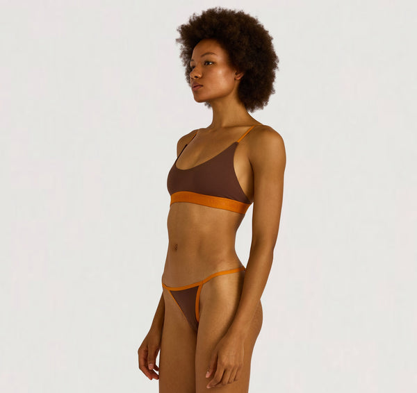 Organic Basics Core Play Open Back Scoop Bralette Walnut