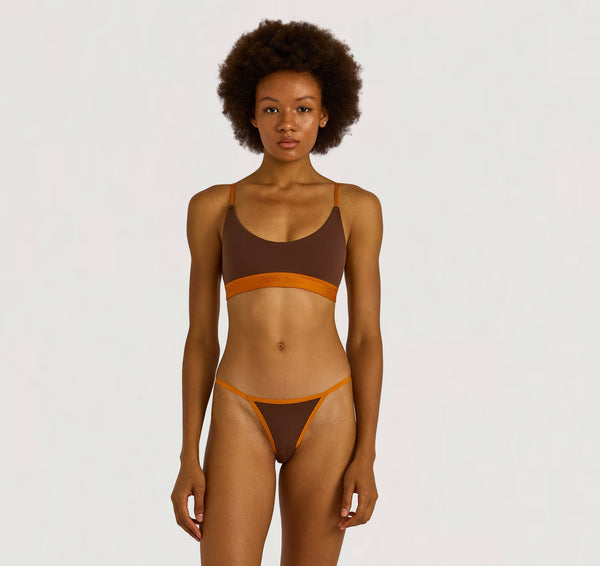 organic basics Core Play String Bikini Briefs Walnut