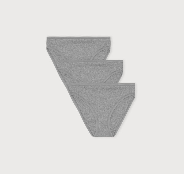 organic basics Core Rib High-Leg Briefs 3-Pack Grey Melange