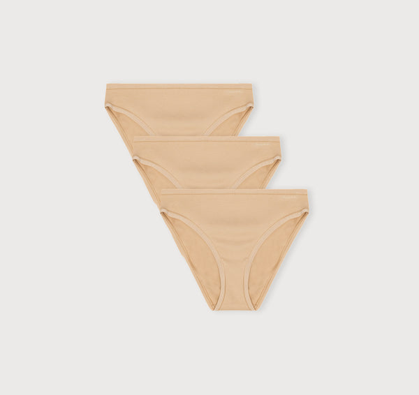 organic basics Core Rib High-Leg Briefs 3-Pack Hazelnut